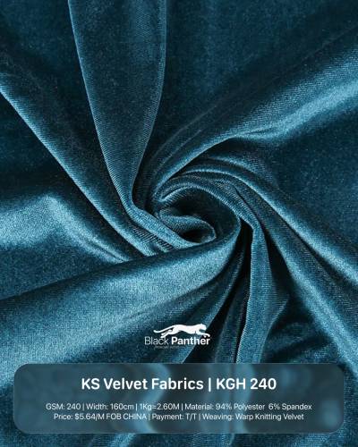 Imported KS Velvet Fabric KGH 240 | 240 GSM | 160 cm Width | Stretch Velvet for Fashion & Upholstery in Surat